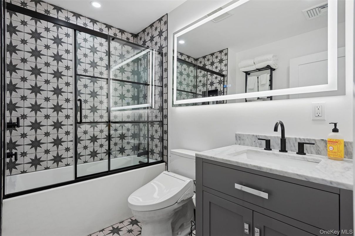 Bathroom, Glass Shower, Interior, Recessed Lighting