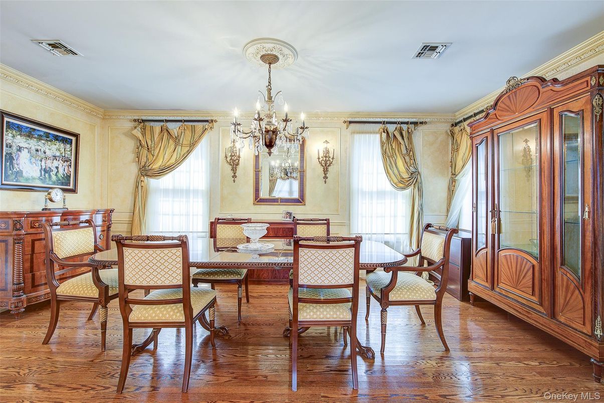 Chandelier, Dining room, Interior, Wood Texture Flooring