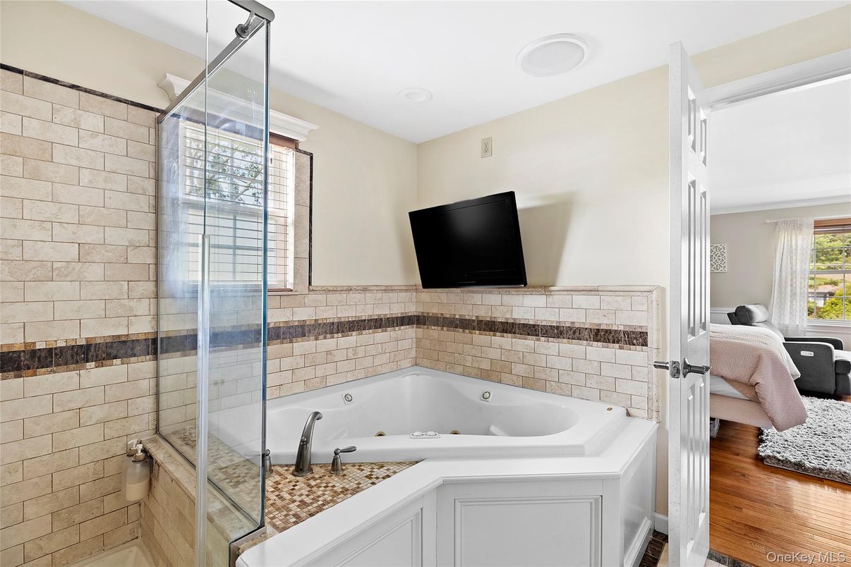 Bathroom, Bedroom, Glass Shower, Interior, Wood Texture Flooring