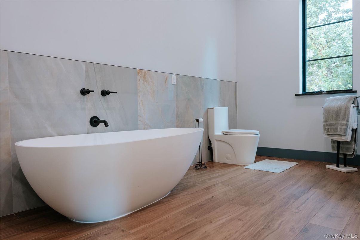 Bathroom, Free Standing Baths, Interior, Wood Texture Flooring
