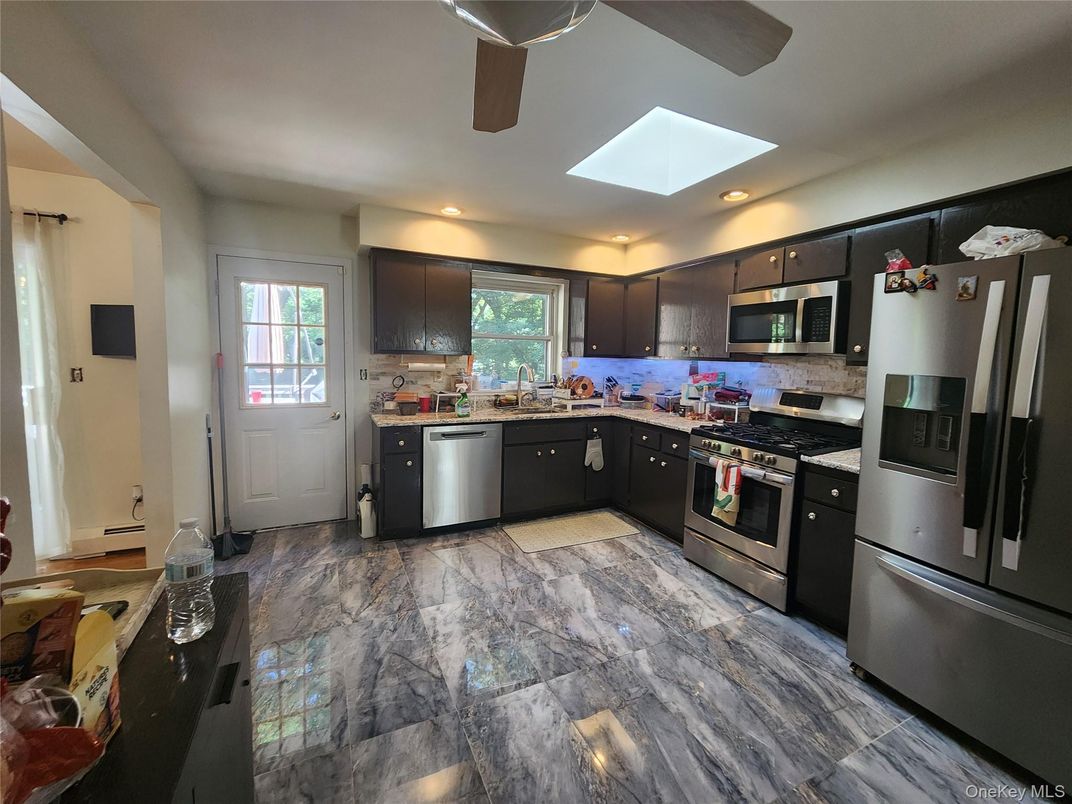 Interior, Kitchen, Marble, Recessed Lighting, Stainless Steel Appliances