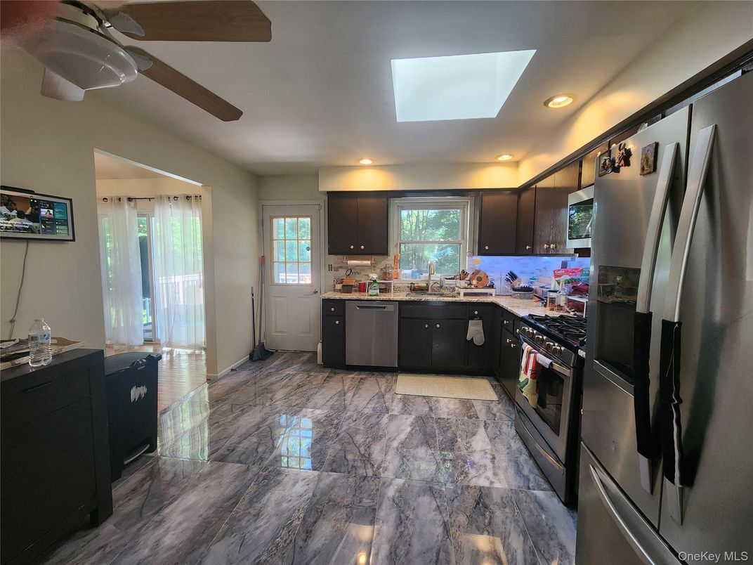 Interior, Kitchen, Marble, Recessed Lighting, Stainless Steel Appliances
