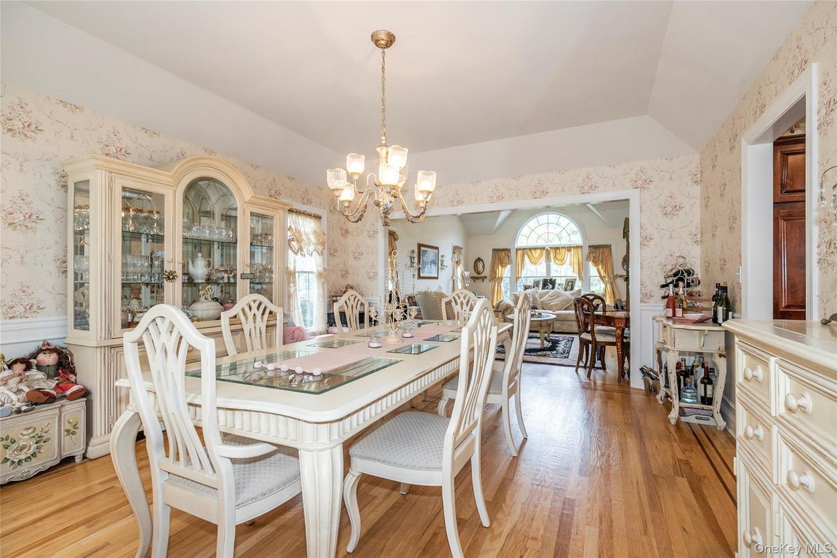 Chandelier, Dining room, Interior, Wood Texture Flooring