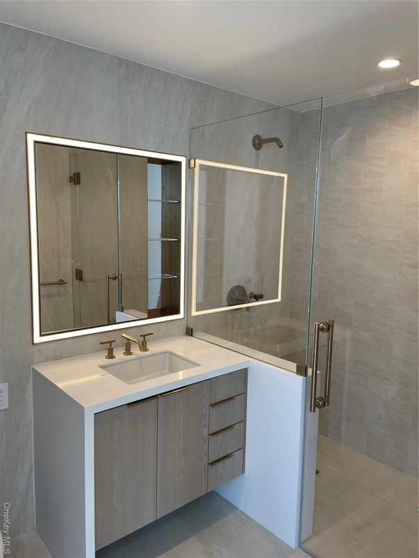 Bathroom, Glass Shower, Interior, Recessed Lighting
