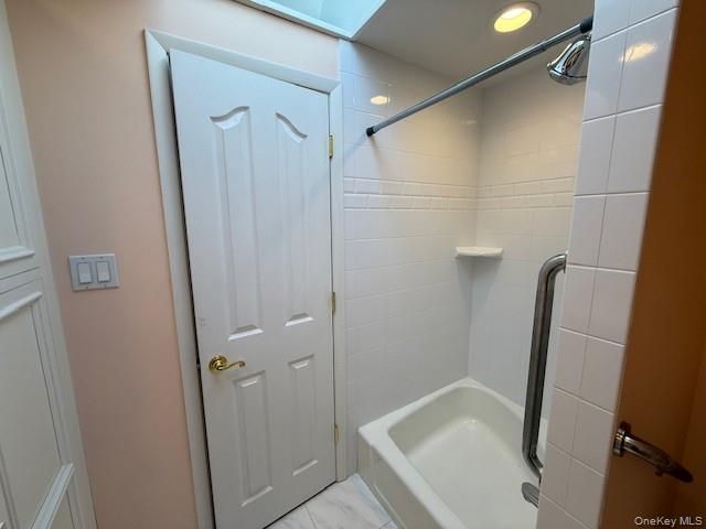 Bathroom, Glass Shower, Interior, Marble, Recessed Lighting