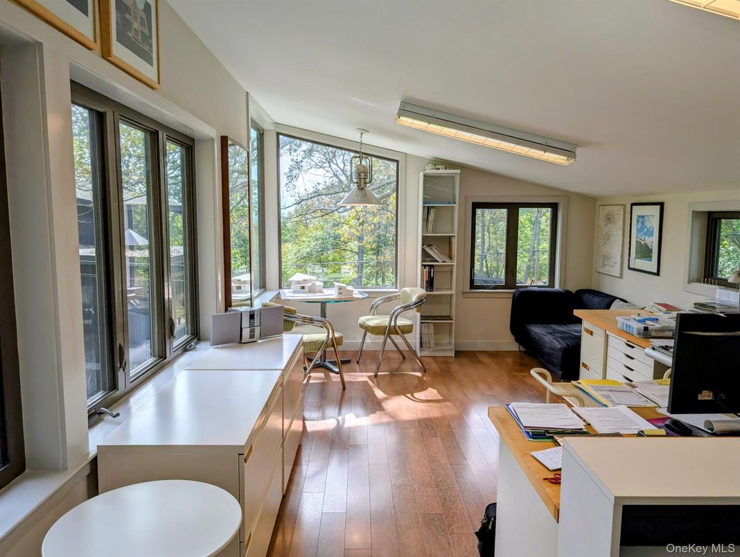 Home Office, Interior, Pendant Lights, Wood Texture Flooring