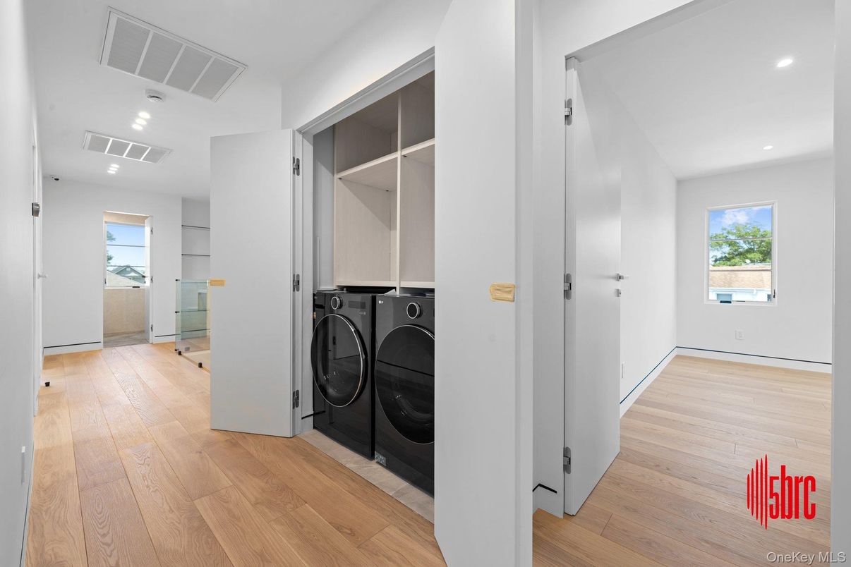 Interior, Recessed Lighting, Utility Closets, Washer, Wood Texture Flooring