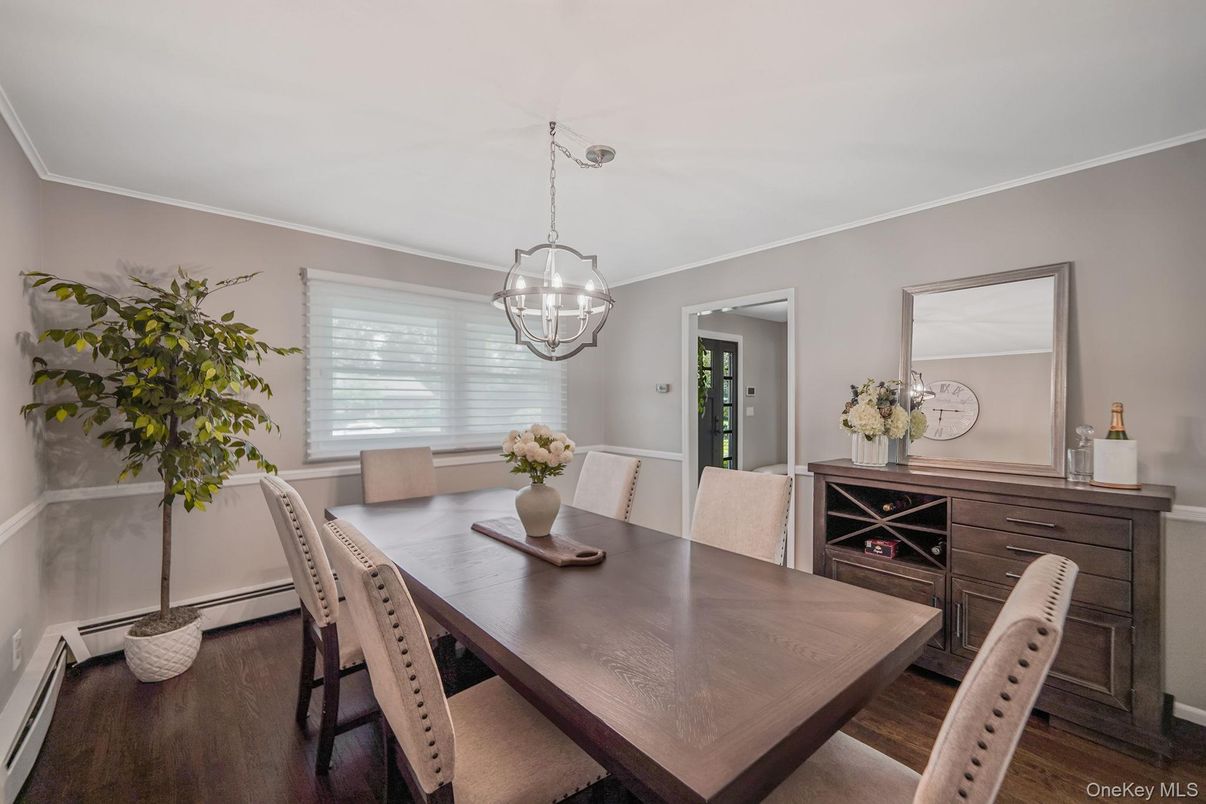 Chandelier, Dining room, Interior, Pendant Lights, Wood Texture Flooring