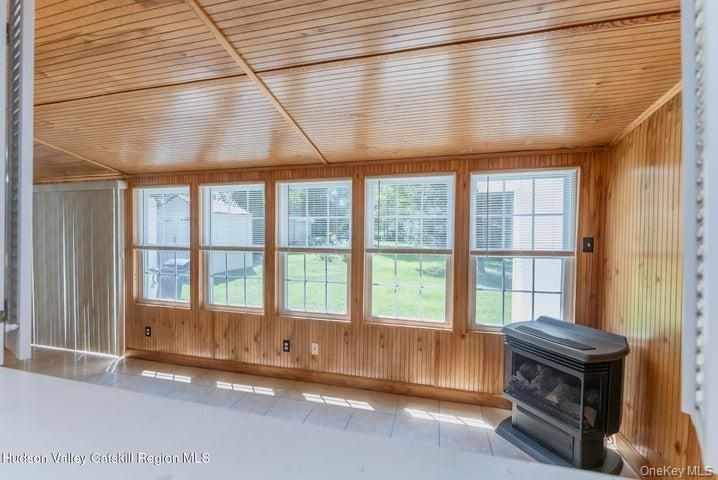Empty room, Fireplace, Interior, Wooden Ceilings, Wooden Walls