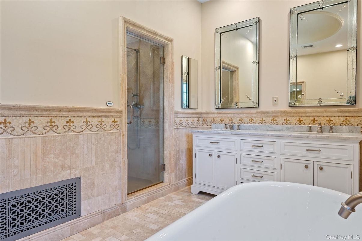 Bathroom, Dual Sink Vanities, Glass Shower, Interior, Recessed Lighting