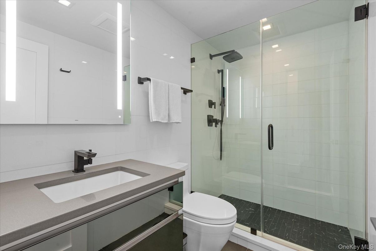 Bathroom, Glass Shower, Interior, Recessed Lighting
