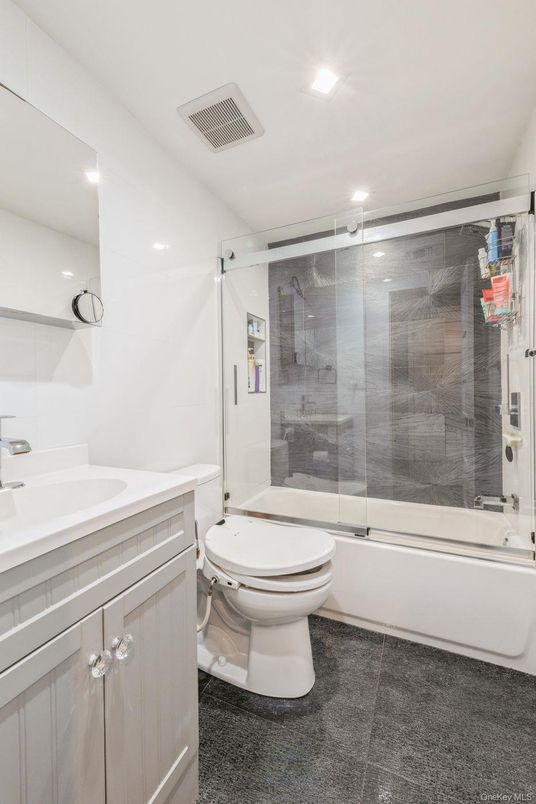 Bathroom, Glass Shower, Interior, Recessed Lighting