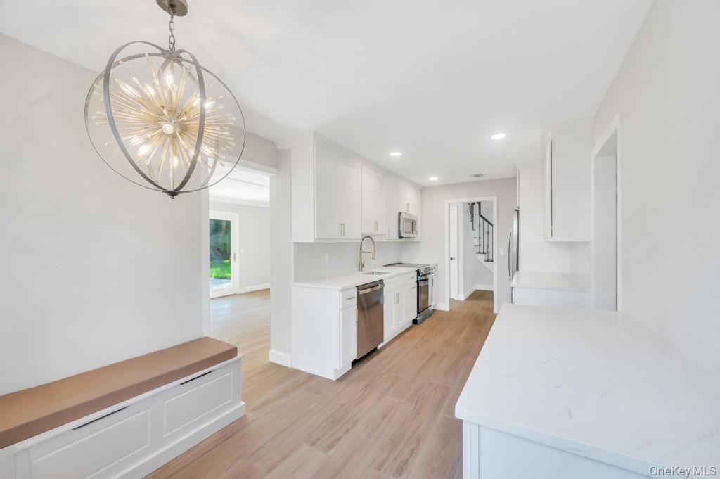Interior, Kitchen, Pendant Lights, Recessed Lighting, Wood Texture Flooring
