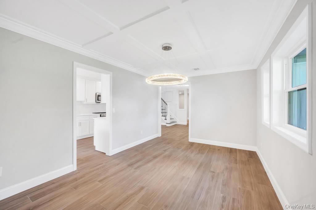 Chandelier, Empty room, Interior, Pendant Lights, Wood Texture Flooring