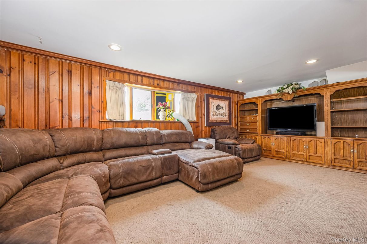 Interior, Living room, Recessed Lighting, Wooden Walls