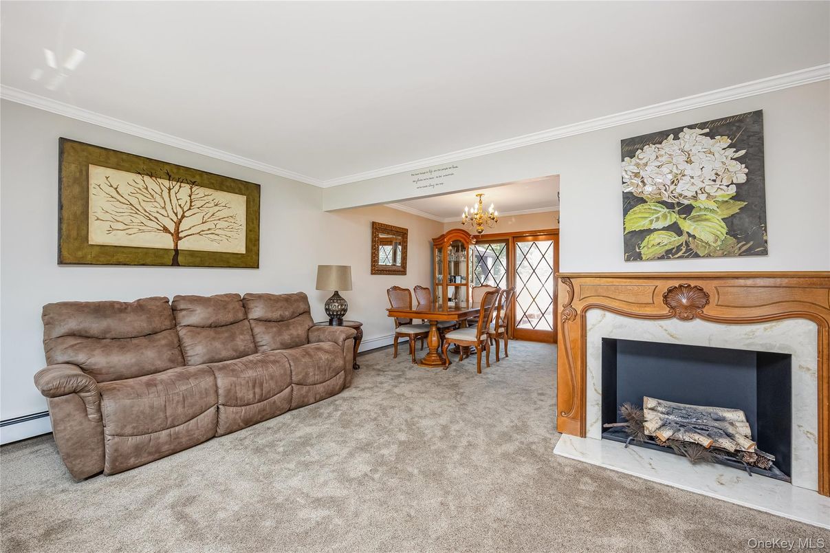 Chandelier, Dining room, Fireplace, Interior, Living room