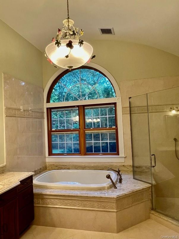 Bathroom, Glass Shower, Interior, Pendant Lights