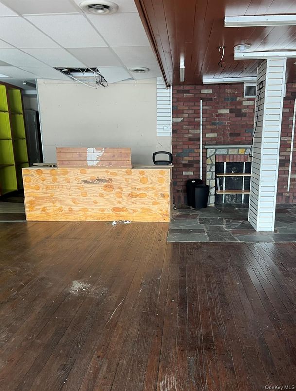 Fireplace, Interior, Stone Walls, Wood Texture Flooring