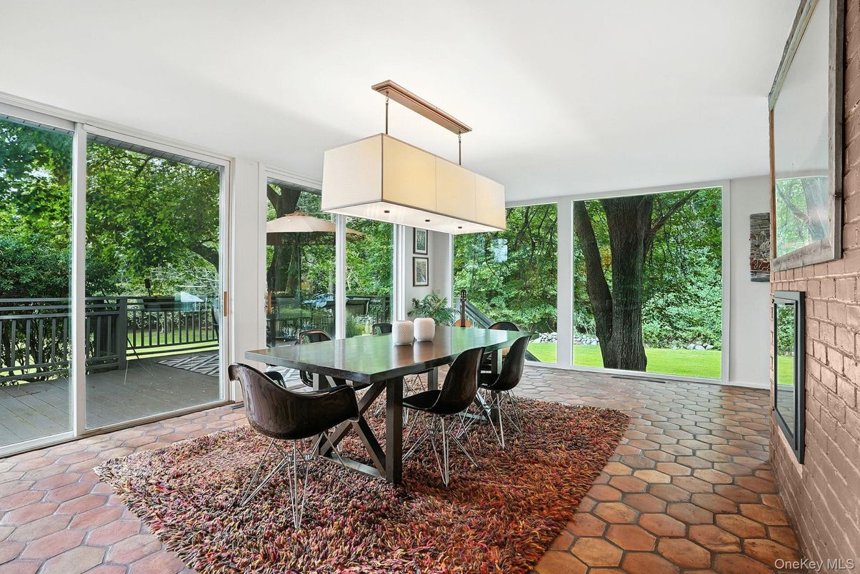 Dining room, Interior, Pendant Lights, Stone Walls