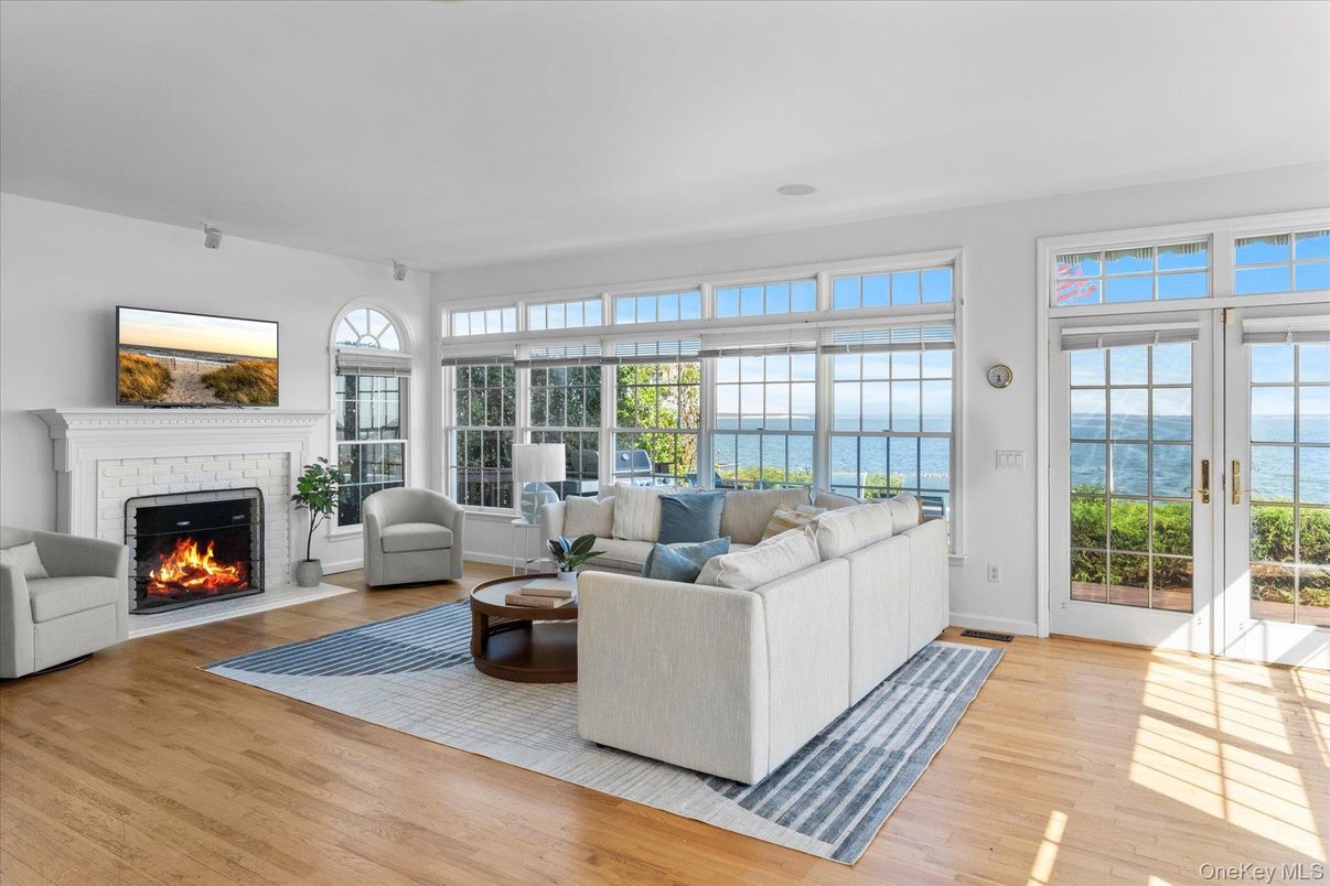 Fireplace, Interior, Living room, Water, Wood Texture Flooring