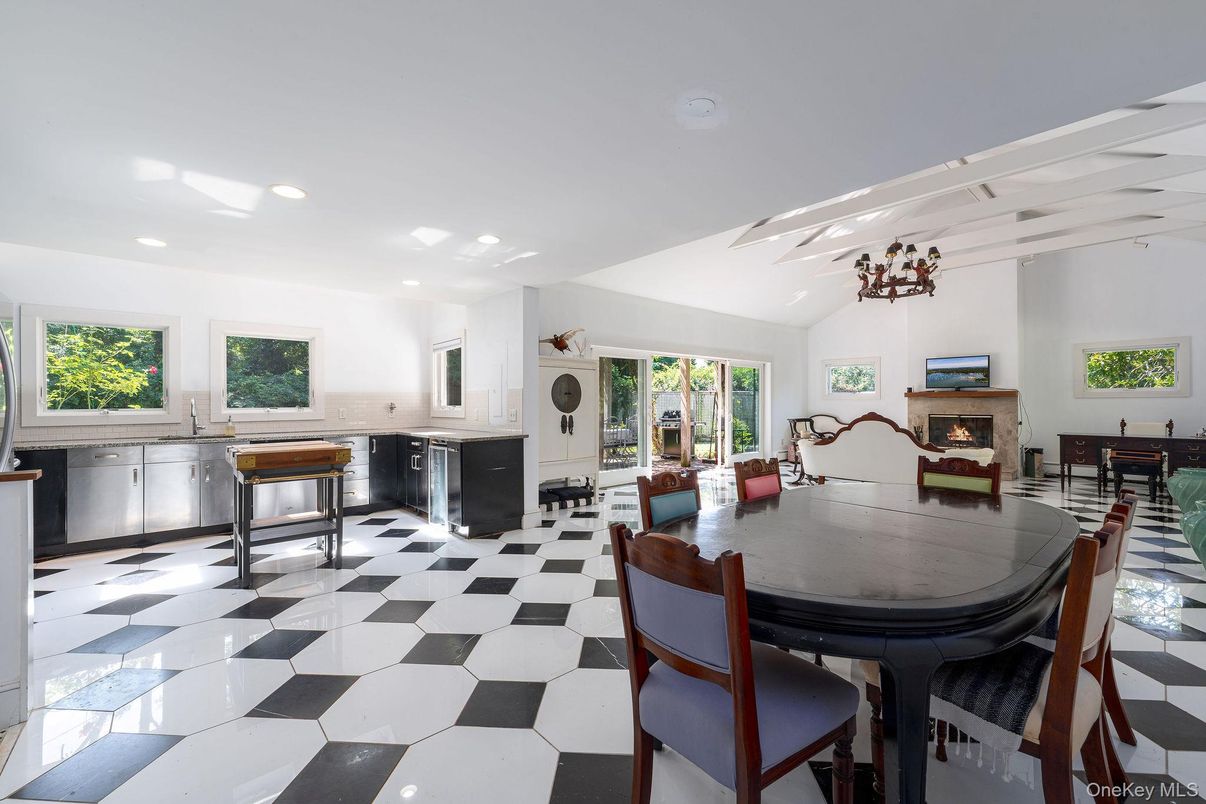 Dining room, Fireplace, Interior, Kitchen, Recessed Lighting