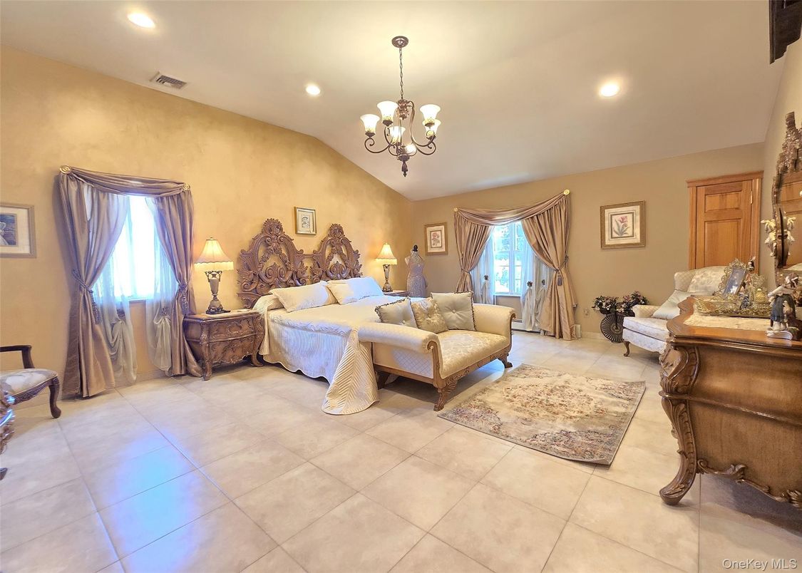 Bedroom, Chandelier, Interior, Recessed Lighting