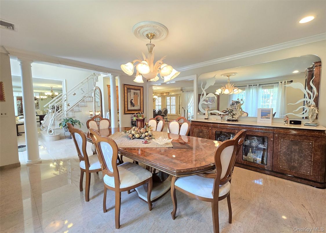 Chandelier, Dining room, Interior, Recessed Lighting