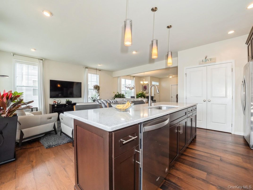 Interior, Kitchen, Living room, Pendant Lights, Recessed Lighting, Stainless Steel Appliances, Wood Texture Flooring