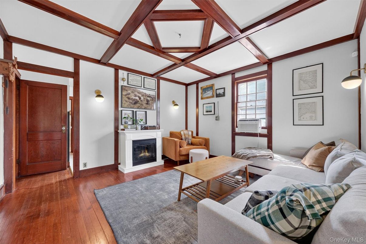 Fireplace, Interior, Living room, Wooden Beams, Wood Texture Flooring