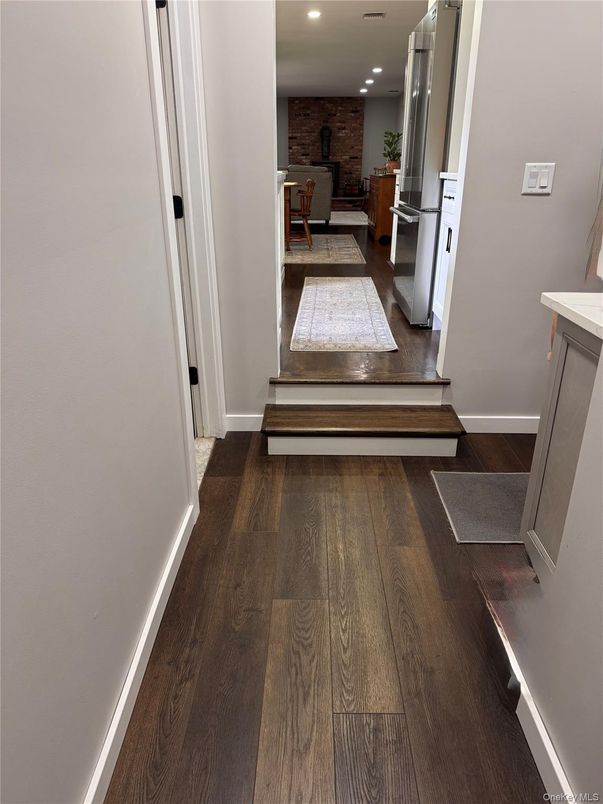 Interior, Recessed Lighting, Stone Walls, Wood Texture Flooring