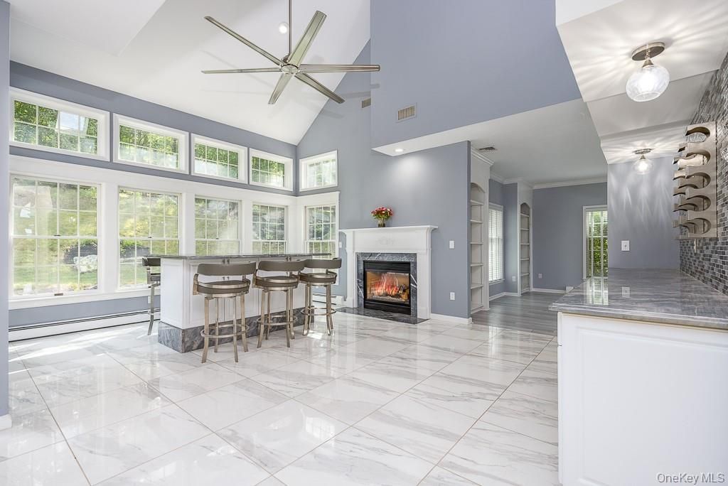 Fireplace, Interior, Marble, Recessed Lighting