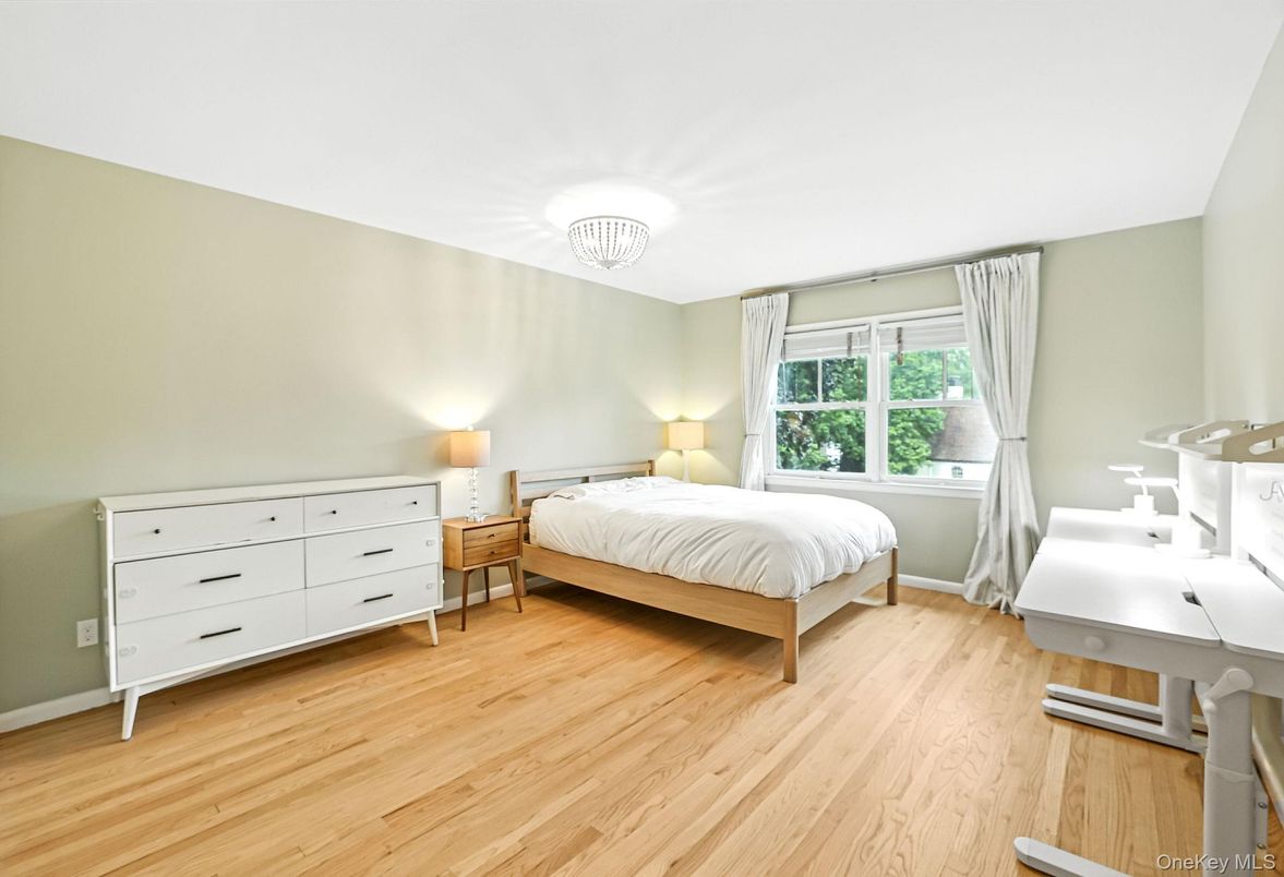 Bedroom, Chandelier, Interior, Wood Texture Flooring