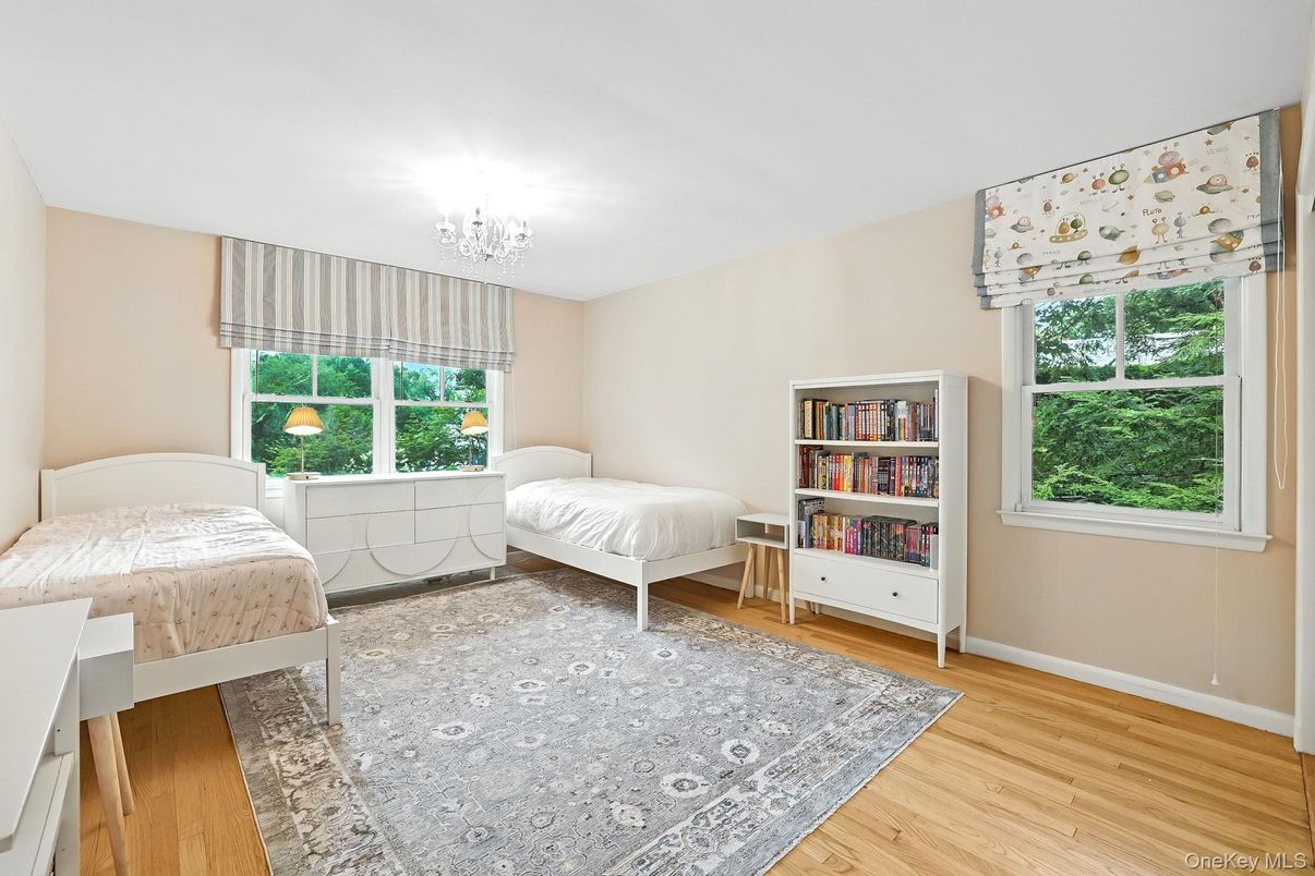 Bedroom, Chandelier, Interior, Wood Texture Flooring
