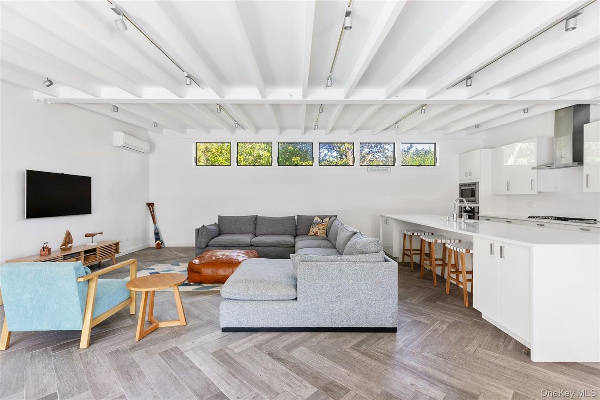 Interior, Kitchen, Living room, Stainless Steel Appliances, Wood Texture Flooring
