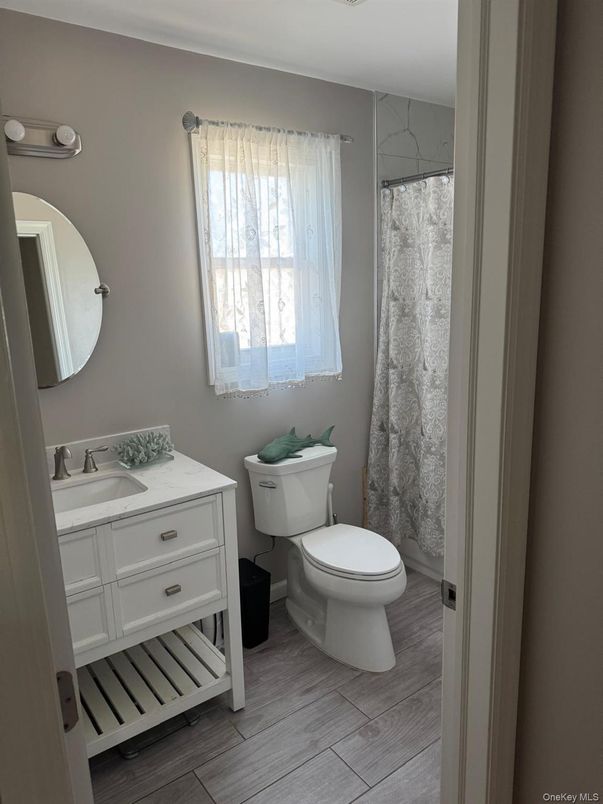 Bathroom, Interior, Marble Walls, Wood Texture Flooring