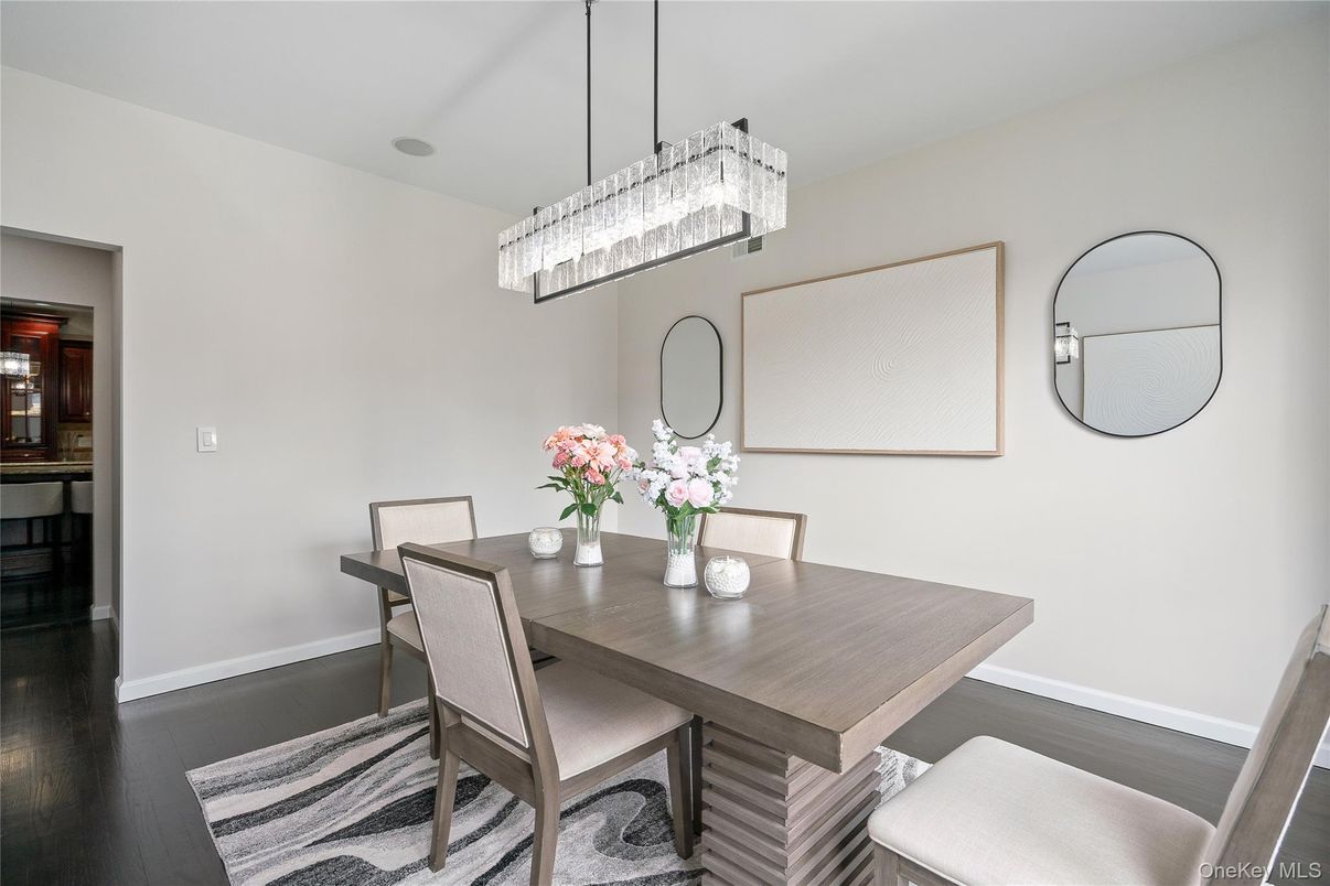Chandelier, Dining room, Interior, Wood Texture Flooring