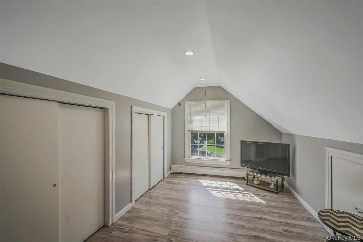 Empty room, Fireplace, Interior, Recessed Lighting, Wood Texture Flooring