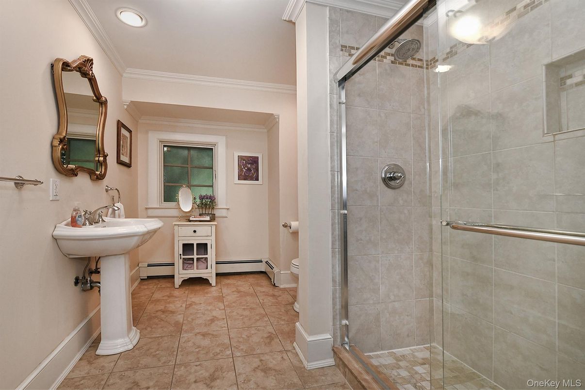 Bathroom, Glass Shower, Interior, Recessed Lighting
