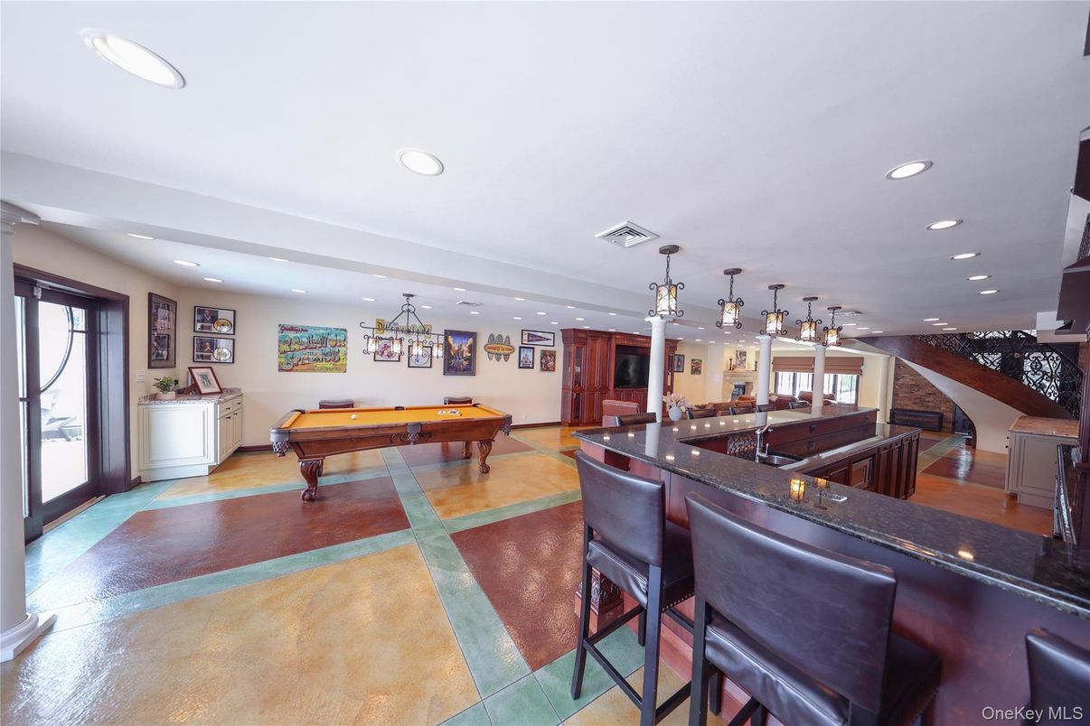 Billiard Table, Game Room, Interior, Pendant Lights, Recessed Lighting