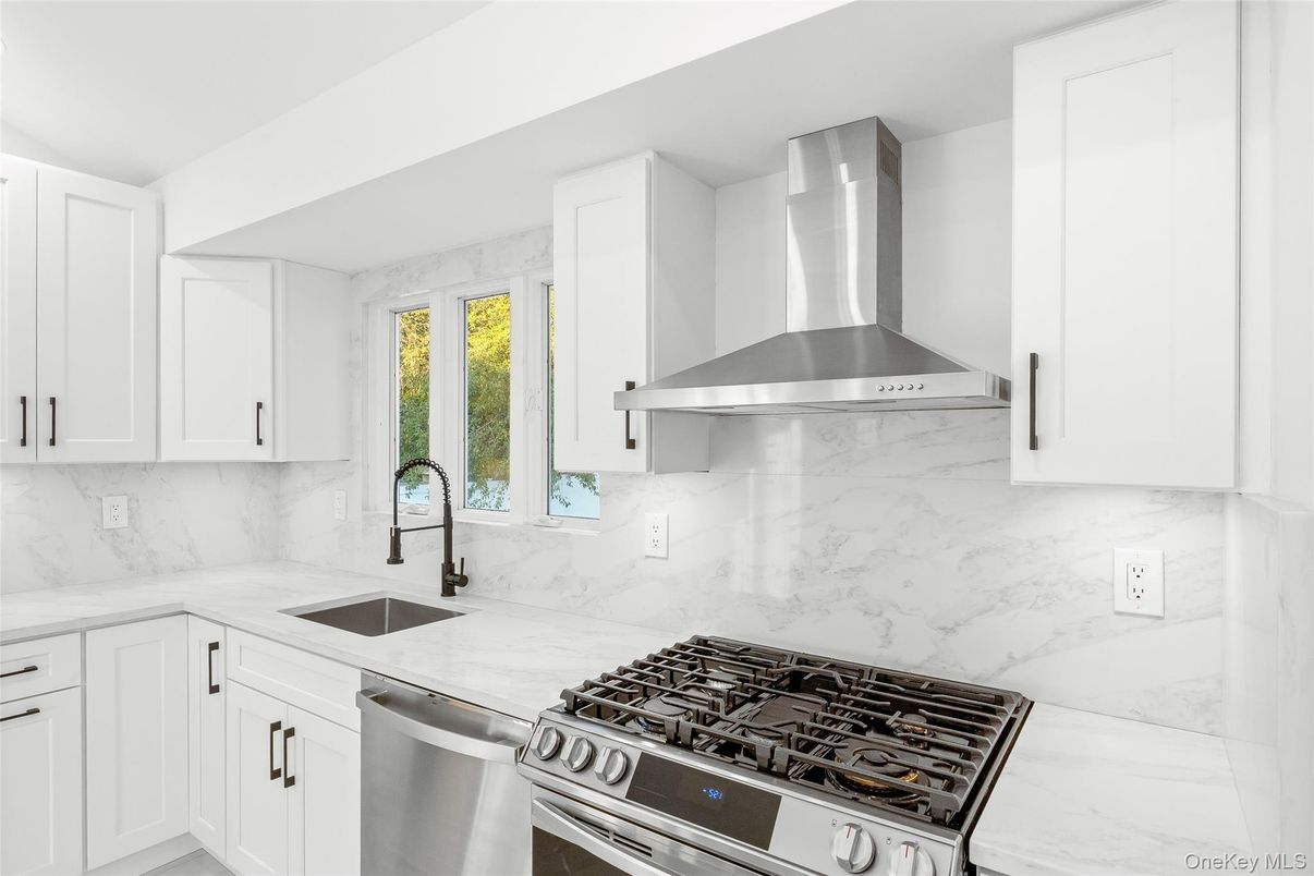 Interior, Kitchen, Marble Walls, Stainless Steel Appliances