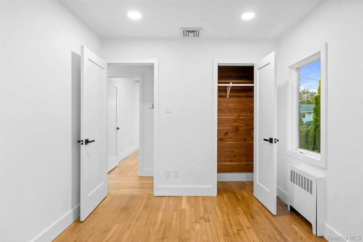 Interior, Recessed Lighting, Wood Texture Flooring, Wooden Walls