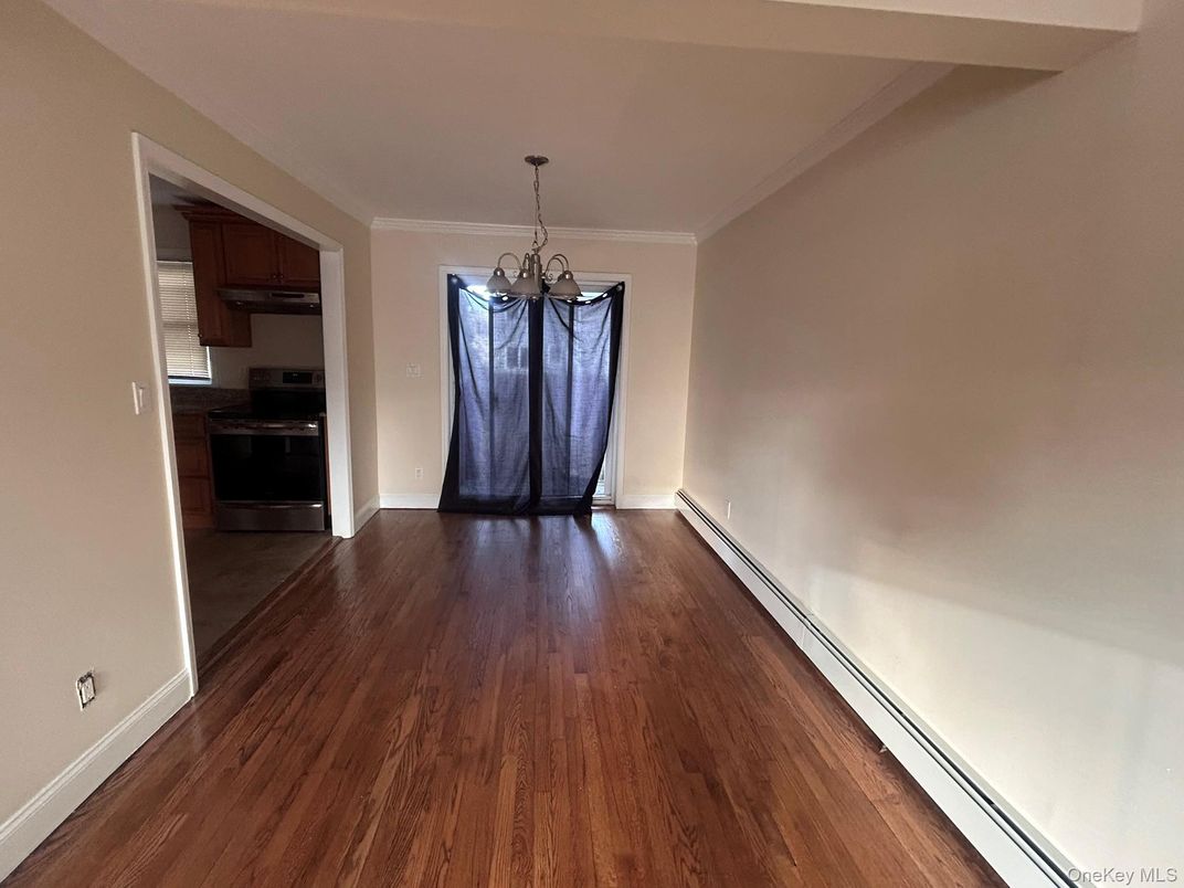 Empty room, Interior, Kitchen, Pendant Lights, Wood Texture Flooring