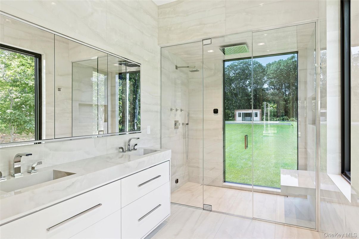 Bathroom, Dual Sink Vanities, Glass Shower, Interior, Recessed Lighting