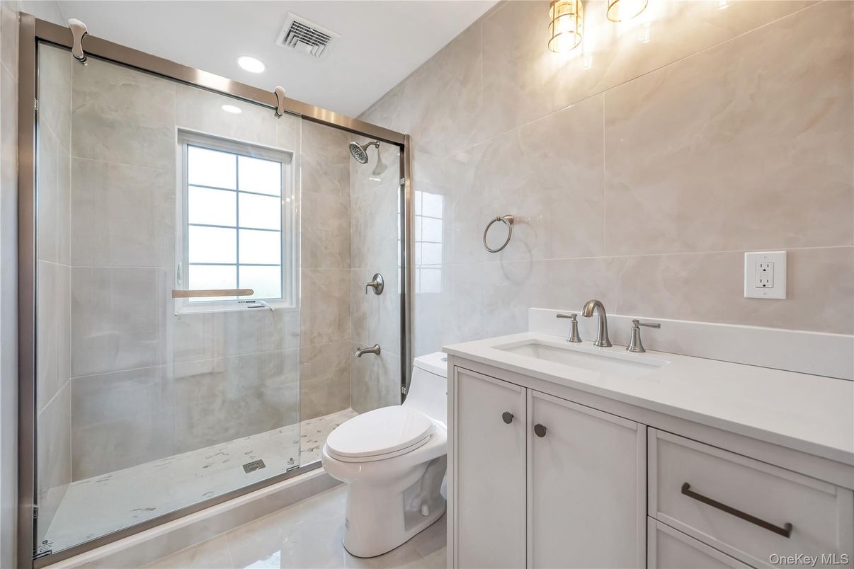 Bathroom, Glass Shower, Interior, Recessed Lighting
