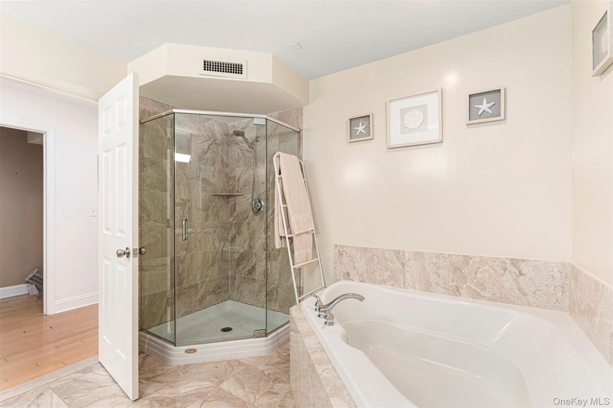Bathroom, Glass Shower, Interior, Wood Texture Flooring