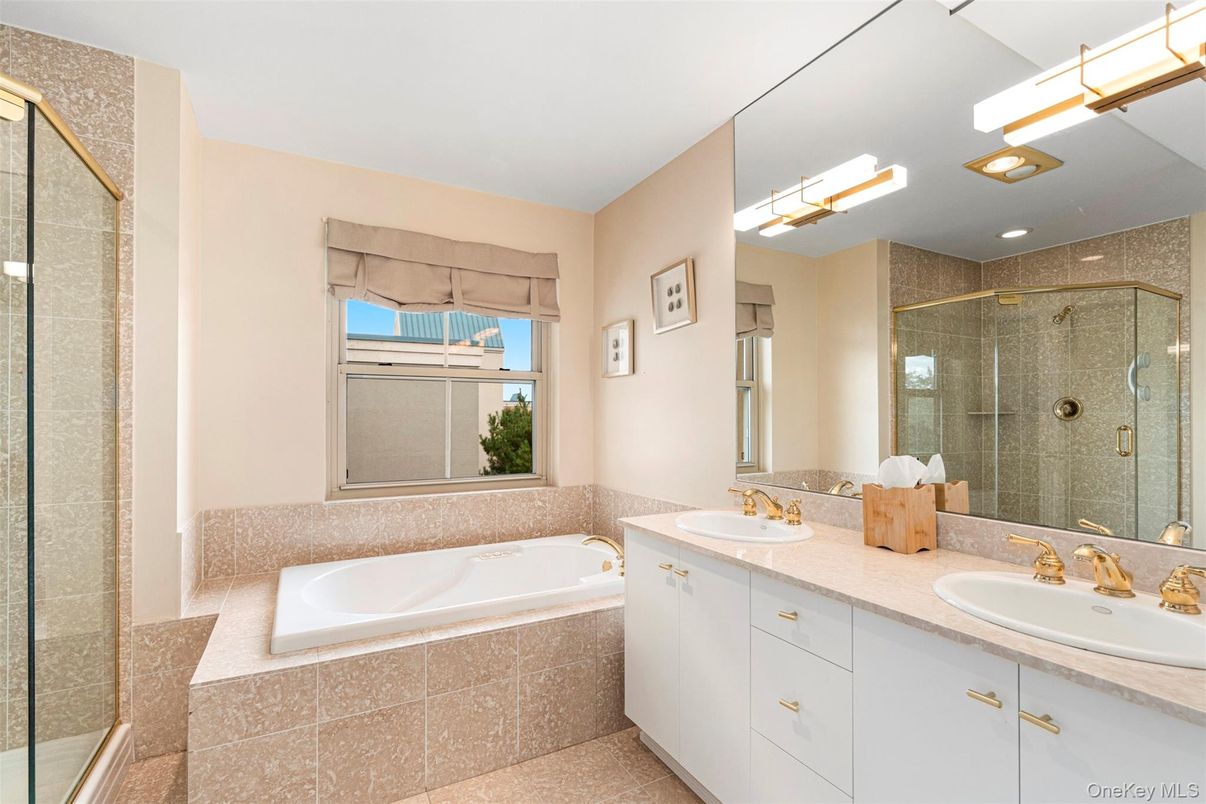 Bathroom, Dual Sink Vanities, Glass Shower, Interior, Recessed Lighting