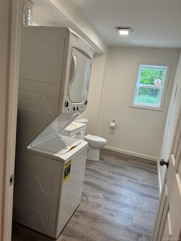 Bathroom, Interior, Utility Closets, Washer, Wood Texture Flooring