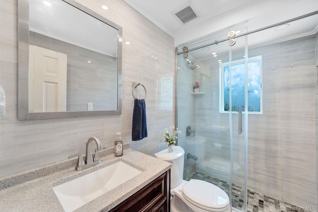 Bathroom, Glass Shower, Interior, Recessed Lighting