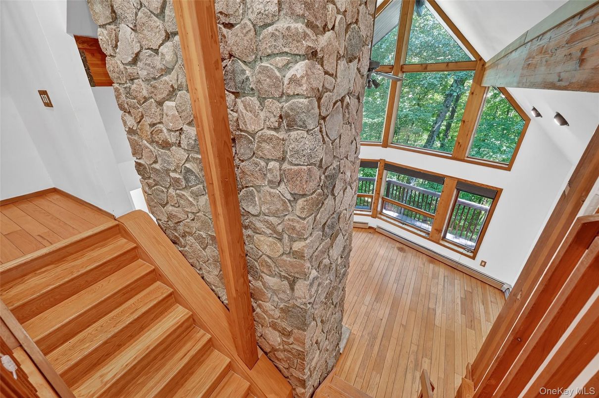 Interior, Stone Walls, Wood Texture Flooring