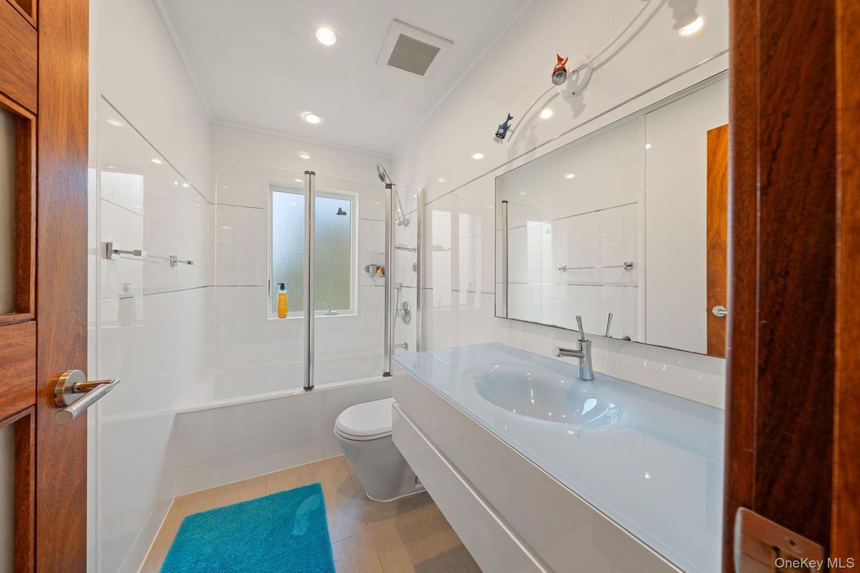 Bathroom, Glass Shower, Interior, Recessed Lighting